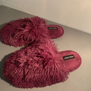 Like New, Nine West Fuzzy Plum Colored Slippers, Size 7-8